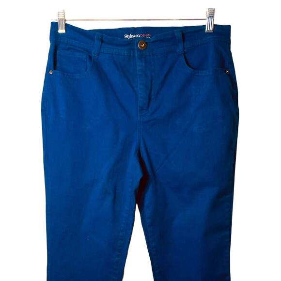Style Co Pants Womens Size 14P Blue Tummy Control Mid Rise Zip Close Denim - Picture 5 of 12